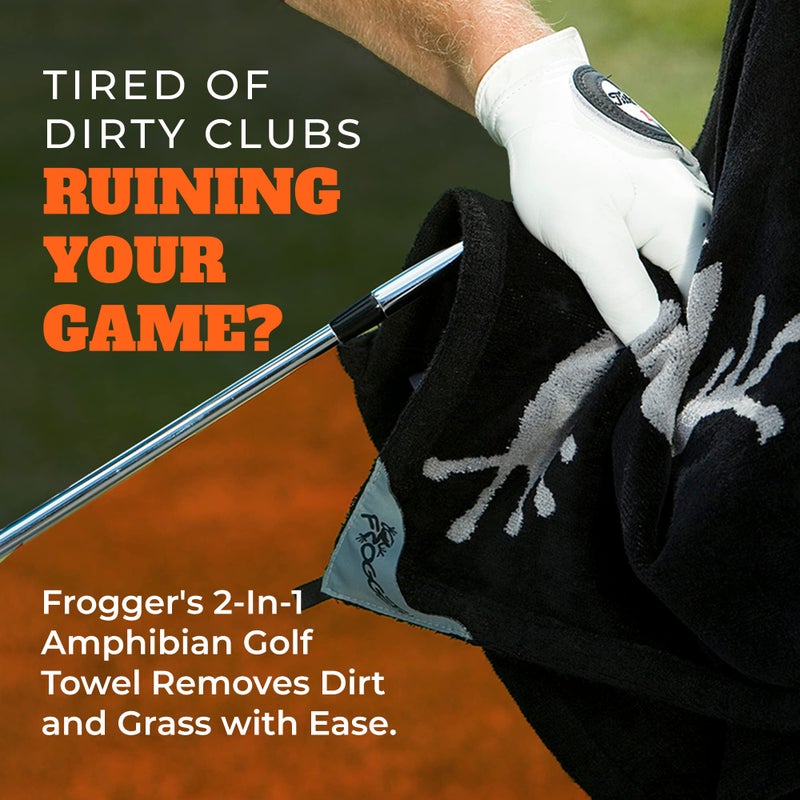 Frogger Amphibian 2-in-1 Golf Towel with Wet and Dry Technology, Blue/Black, Premium Golf Bag Accessory with Carabiner Clip, Ultra Absorbent, for Golf Dads - Image 4